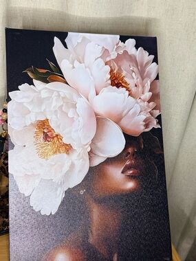 Floral Crown Wall Art Canvas - Blush Peonies